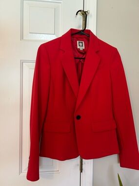 Anne Klein Bold Red Single-Button Blazer